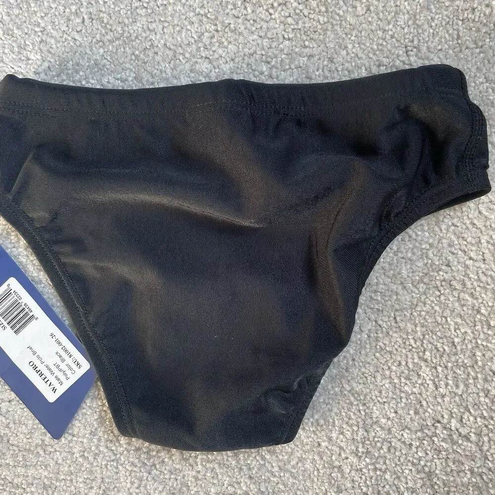 Waterpro Swim Male Water Polo Brief Swimwear Black Men's Size 26 NEW
